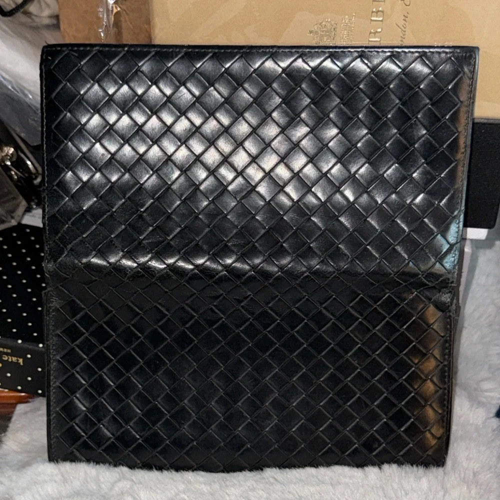 Bottega Veneta Black Woven Leather Wallet